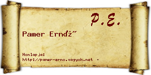Pamer Ernő névjegykártya